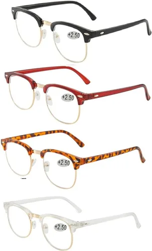 Miniatura 19 de Gafas de montura media Retro con lentes semi sin borde transparentes con bloqueo de luz azul para hombres y mujeres, 3 Pack Mix