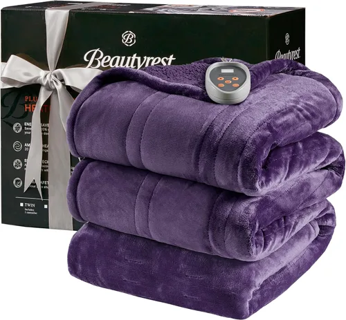 Miniatura 13 de Beautyrest Manta térmica, manta eléctrica, suave, cálida y reversible, manta térmica Sherpa para oficina, sofá, 3 ajustes de calor, apagado