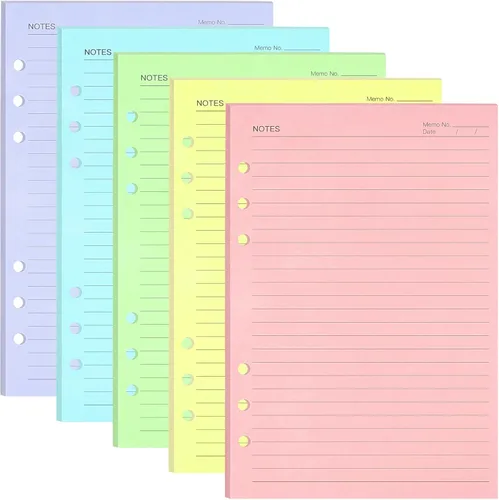 Miniatura 10 de Papel de recambio A6, 320 páginas A6, hojas sueltas, 6 agujeros, repuestos para cuaderno de 6 anillas rellenables, planificador, diario, pintura