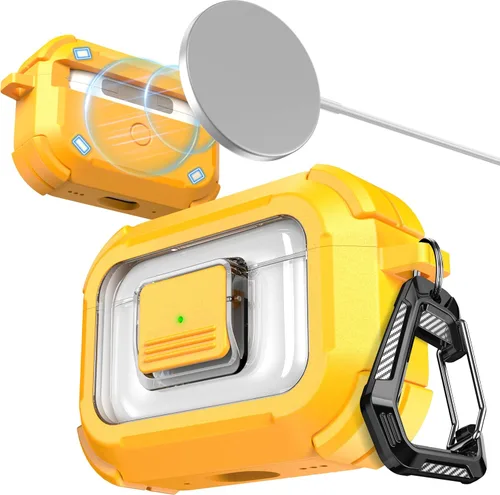 Miniatura 10 de RFUNGUANGO Funda para AirPods Pro 2, compatible con AirPods Pro de 2ª/1ª generación, compatible con MagSafe, bloqueo automático magnético con kit