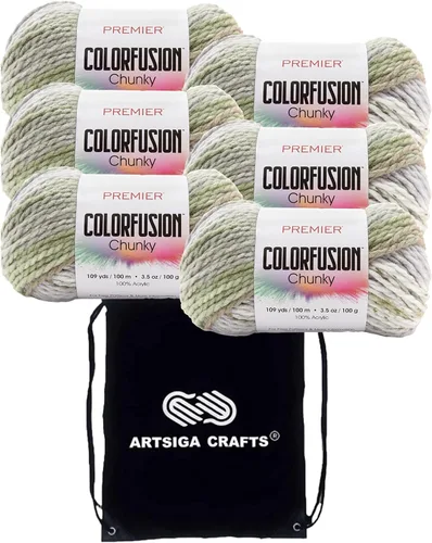 Premier Yarns Colorfusion Chunky Woodland 1174-10 - Hilo acrílico grueso y voluminoso #5 (6 madejas, el mismo lote de tinte) para ganchillo y tejer