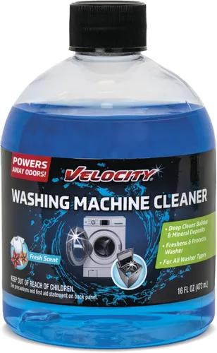Velocity Limpiador de lavadoras: 4 usos por botella. Elimina las manchas de agua dura y la acumulación que causa olor en el interior del tambor,