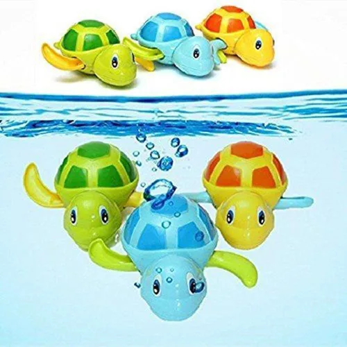 Miniatura 5 de Juguete de tortuga de natación de 3 piezas para bebé, juguete de cadena de cuerda de agua de baño, piscina, juguetes lindos de tortuga de natación