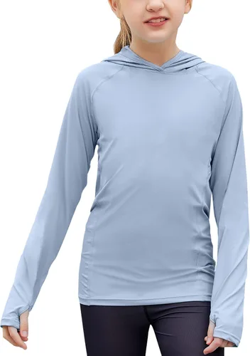Miniatura 10 de Zaclotre - Sudadera con capucha para niños, con protección solar UPF 50+, de secado rápido, para niñas, con agujeros para los pulgares