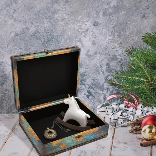 Miniatura 3 de Caja del tesoro vintage de madera + piel sintética, caja de joyería, caja de recuerdos, caja de recuerdos, caja de recuerdos, regalos para niños