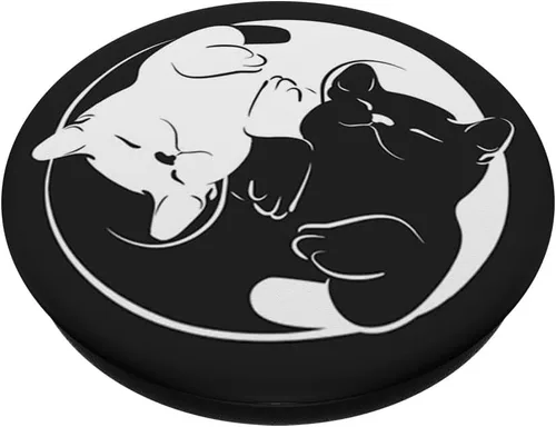 Miniatura 2 de Lindo diseño de gatos Yin Yang con fondo blanco y negro PopSockets PopGrip: agarre intercambiable para teléfonos y tabletas PopSockets PopGrip