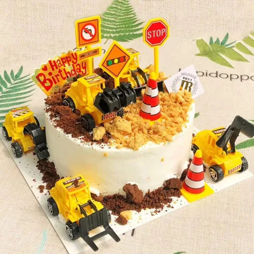 Miniatura 8 de Decoración para tartas de construcción, grúa grande, excavadora, tráfico, señales de tráfico, decoración de pasteles, suministros de fiesta