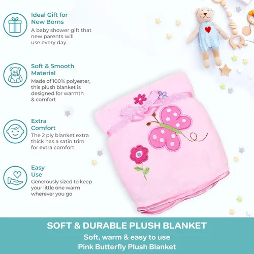 Miniatura 4 de Spasilk Manta de felpa extra gruesa para bebé y niña recién nacida con ribete satinado