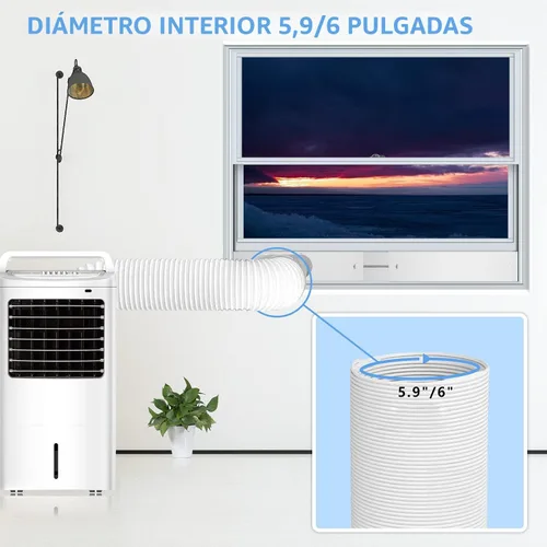 Miniatura 7 de LEZIFU Kit de aire acondicionado portátil con manguera, sello de ventana ajustable con manguera de 5.9 pulgadas de diámetro y 59 pulgadas