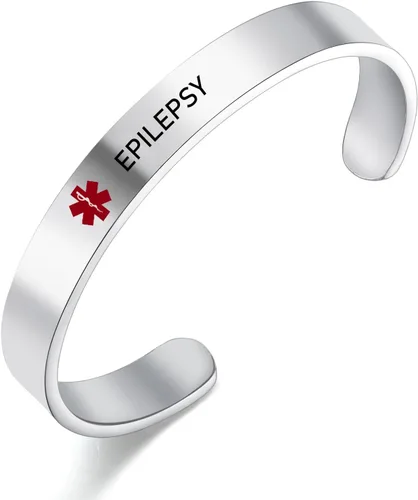 Miniatura 9 de LoEnMe Jewelry Pulseras de alerta médica personalizadas para hombres y mujeres, personalizable, grabado gratuito, acero inoxidable, pulsera