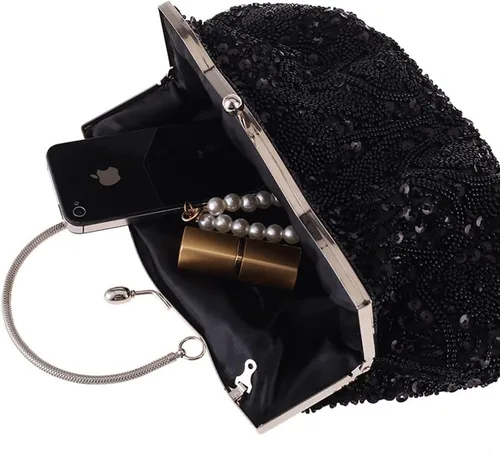 Miniatura 5 de Bolso de noche de lentejuelas vintage de los años 20 para mujer, bolso de noche formal cruzado de noche, baile de graduación, cóctel, fiesta, bolsos