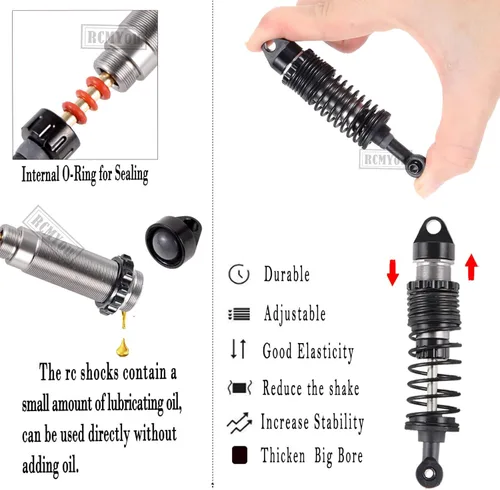Miniatura 5 de Mejoras de piezas para 1/10 Slash 2WD/Slash 2WD VXL, amortiguadores RC de gran calibre de aleación, brazo de suspensión, bloque de dirección