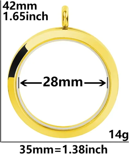 Miniatura 2 de Tamaño redondo Living Memory Photo Relicario Locket Colgante Flotante Cuadro Collares para Mujeres Regalo Joyería, L269-1.378 in