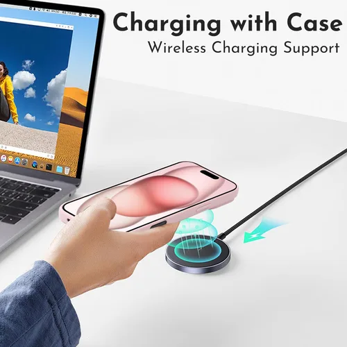 Miniatura 5 de Funda Linda para iPhone 13 de 6.1 Pulgadas con Protector de Pantalla HD, Fundas de Teléfono con Arco de Pedrería de Color Rosa para Mujeres Niñas