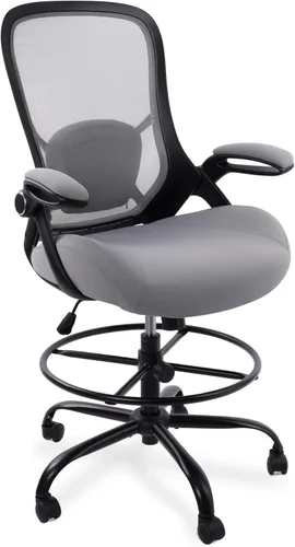 HYLONE Silla de dibujo resistente de 400 libras, asiento grueso de 5 pulgadas, silla de oficina con reposabrazos abatibles, silla ergonómica alta