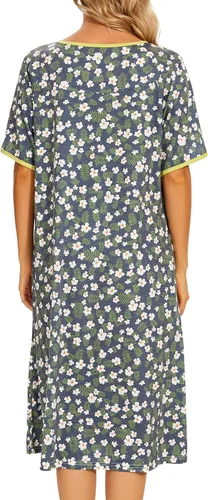 Miniatura 5 de AVIIER Camisones de noche de algodón suave para mujer, ropa de dormir de manga corta con bolsillos