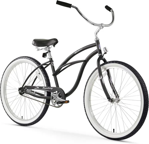 Miniatura 34 de Sixthreezero Urban Lady Beach Cruiser - Bicicleta híbrida de 3 velocidades para mujer Verde militar con llantas rosadas con asiento negro/puños