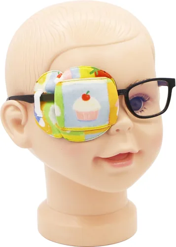 Astropic Parche para ojos de algodón y seda 3D para niños | Parche ocular para niños y niñas | Parche médico para niños con ojo perezoso (pastel
