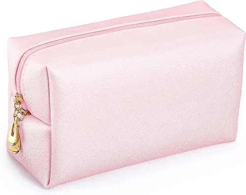 Miniatura 10 de 20 bolsas de maquillaje de piel sintética con cremallera, bolsas de maquillaje impermeables, contenedor de belleza para mujeres, regalos de Negro