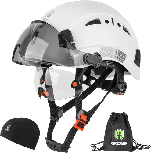 Miniatura 7 de GREEN DEVIL Casco de seguridad con visera tintada y transparente con ventilación Casco de construcción ABS Cascos de construcción para hombres Negro