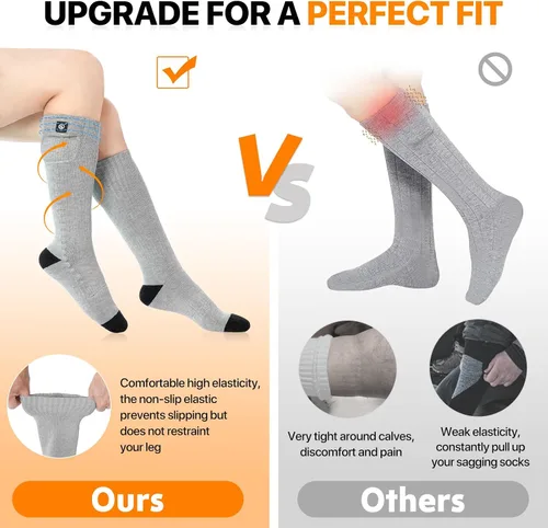 Miniatura 2 de SNOW DEER Calcetines térmicos para hombres y mujeres, batería recargable de 7.4 V, calentador eléctrico de pies de esquí para caza, pesca, camping