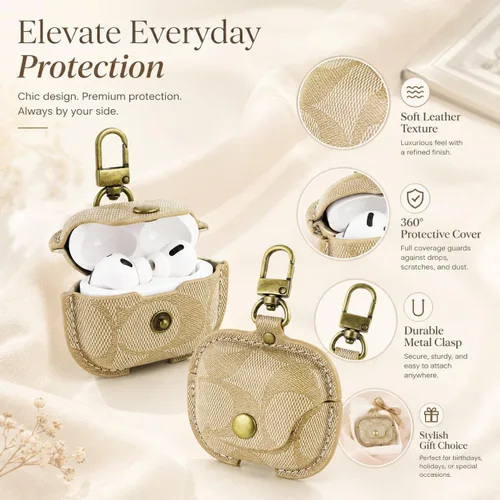 Miniatura 6 de Funda de cuero para AirPods Pro 3, funda protectora a prueba de golpes de cuerpo completo (A)
