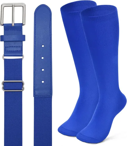 Miniatura 9 de XZQTIVE Conjunto combinado de calcetines de béisbol y softbol y cinturón de béisbol y sóftbol, calcetines de fútbol hasta la rodilla para niños