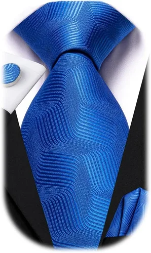 Miniatura 96 de Dubulle Corbata tejida de cachemira para hombre y gemelos de pañuelo para hombre, conjunto de gemelos para boda formal y negocios