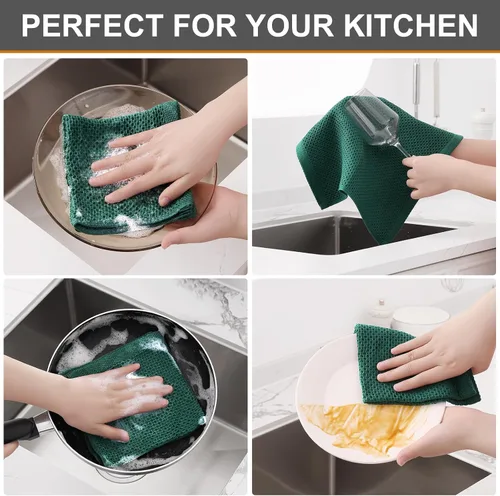 Miniatura 122 de Kitinjoy - Paños de cocina de 100 % algodón, tela de tejido gofrado, paño de limpieza ultrasuave, absorbente y de secado rápido. Beige