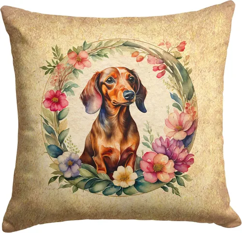 Miniatura 161 de Caroline's Treasures DAC2072PW1414 Affenpinscher and Flowers - Almohada decorativa de tela, lavable a máquina, para interiores y exteriores