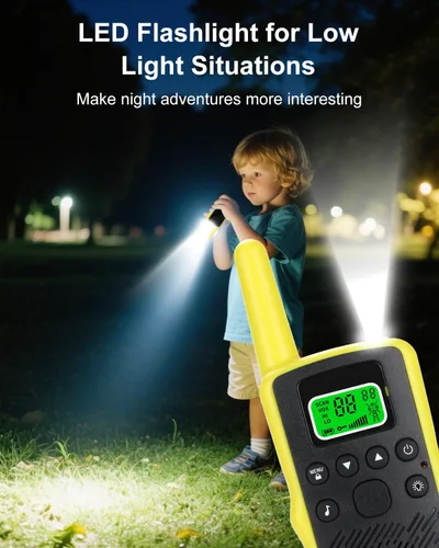 Miniatura 5 de Walkie Talkies de largo alcance para adultos, radios bidireccionales recargables de mano con 22 canales FRS, walkie talkies para niños con linterna