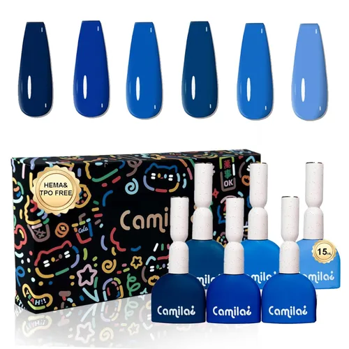 Miniatura 16 de CAMILA ¿ Juego de 6 esmaltes de uñas de gel sin Tpo de 0.5 fl oz sin Hema de colores neutros color nude claro para remojar el esmalte de gel LED