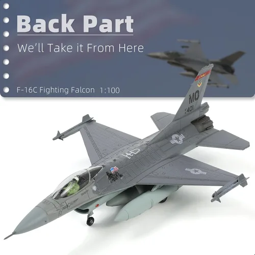 Miniatura 6 de NUOTIE 1/100 F-16C Fighting Falcon Fighter Model Metal DieCast Aircraft Jet Kit Modelo de Avión de Combate Avión de Caza Militar para Colección