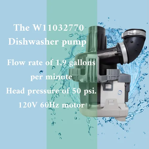 Miniatura 2 de W10529163 W11032770 Bomba de circulación para lavavajillas Motor Bomba de drenaje para lavavajillas compatible con W10885542 WDF760SADM, AP6039091