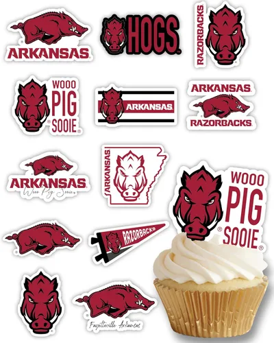 Miniatura 27 de Decoraciones para cupcakes de la Universidad de Alabama, suministros para fiestas de fútbol americano, cumpleaños, graduación (24 piezas)