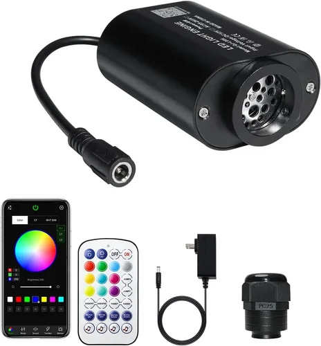 Miniatura 19 de AZIMOM Fuente de Luz de Fibra Óptica Centelleante de Alta Luminosidad 50W Motor Driver de Caja de Luz RGBW Control Remoto Bluetooth/RF Modo Sensor