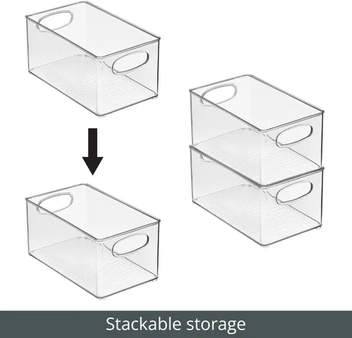 Miniatura 3 de mDesign Organizador de plástico para armario del hogar, cesta de almacenamiento con asas para dormitorio, baño, estantes de gabinete, entrada
