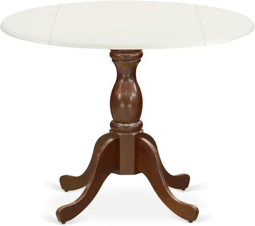 Miniatura 9 de East West Furniture DST-BCH-TP Dublin Mesa de comedor – una mesa redonda de madera maciza con base de gota y pedestal, 42 x 42 pulgadas, negro