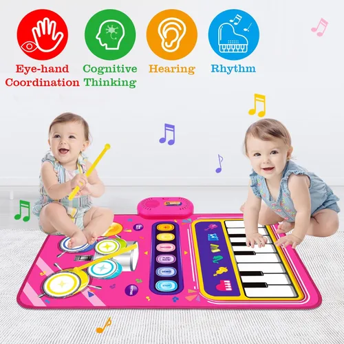Miniatura 6 de Juguetes para Regalos de Niñas de 1 Año: Tapete de Piano para Bebés Juguetes para Niños Pequeños de 1-2 Años - Tapete Musical de Piano y Tambor 2