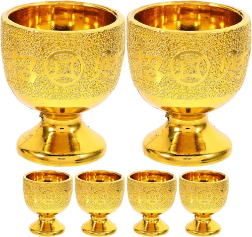 iplusmile Paquete de 6 tazas pequeñas para adoración del templo, mini copas de cáliz de 1.96 x 1.77 pulgadas decorativas para agua y superficie