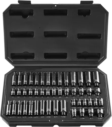 Miniatura 24 de Vevor - Juego de vasos de impacto de 1/2 pulgada, 43 piezas, juego de vasos de 1/2 pulgada, surtido de vasos estándar de alto torque con 4 barras