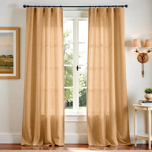 Miniatura 104 de JINCHAN Cortinas de lino de 108 pulgadas de largo, juego de 2 paneles, cortinas de ventana para sala de estar y dormitorio, cortinas