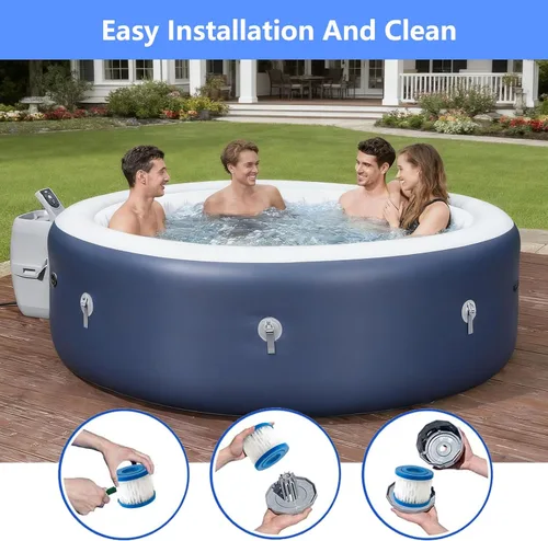 Miniatura 6 de Paquete de 8 cartuchos de repuesto de filtro de spa y bañera de hidromasaje tipo VI para Lay-Z-Spa, Coleman SaluSpa 90352E 58323 90427E, cartucho