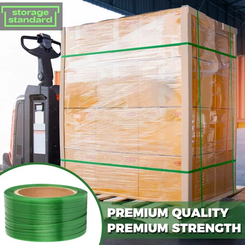 Miniatura 8 de Rollo de bandas de embalaje de alta resistencia, poliéster verde PET de grado industrial, bobina de correa de palé de 1000 x 5/8 x 0.035 pulgadas