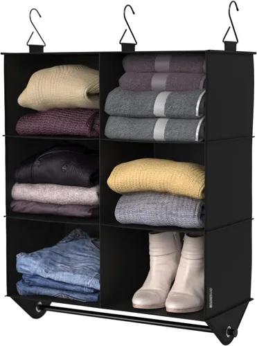 Miniatura 9 de ClosetMaid 20502 Organizador de armario colgante de tela de 10 estantes para zapatos, sombreros, bolsos, ropa con acabado negro carbón