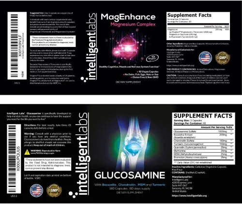 Miniatura 7 de Intelligent Labs Paquete 2 en 1 de Complejo MagEnhance Triple Magnesio (suplemento de treonato de magnesio con Mg Taurato y Mg Glicinato) + Complejo
