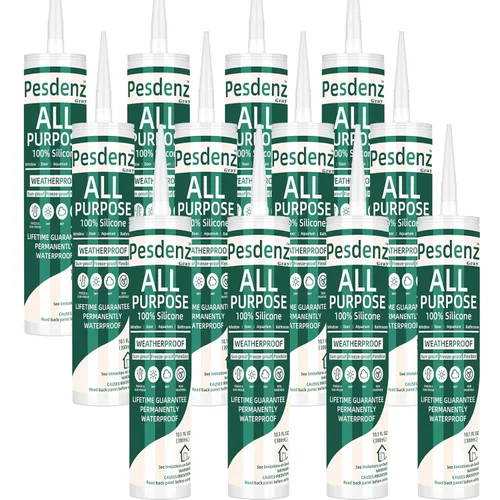 Miniatura 7 de Calafateo universal de silicona gris, sellador de silicona 100% impermeable al aire libre, cartucho flexible adhesivo para calafateo para acuario