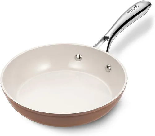 Miniatura 12 de KOCH SYSTEME CS Sartén antiadherente de 10 pulgadas con tapa, sartén de cerámica con mango de acero inoxidable, sartén antiadherente de cerámica