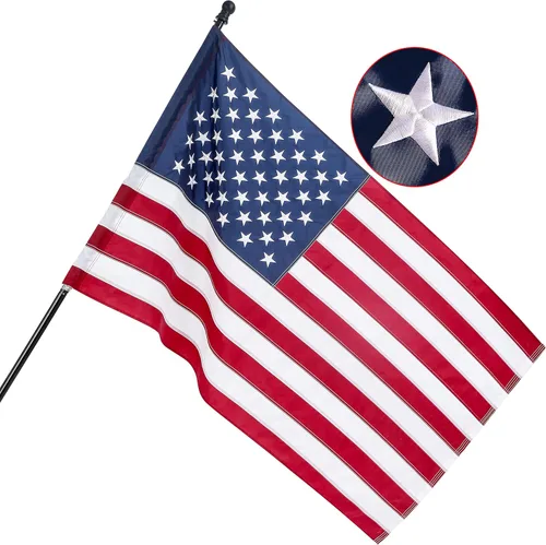 Miniatura 9 de Bandera estadounidense de 6 x 10 pies: bandera estadounidense de larga duración, nailon resistente, estrellas bordadas, rayas cosidas, ojales