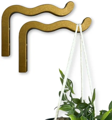 Miniatura 15 de EvenWood Juego de 2 ganchos para plantas de pared de 6 pulgadas, gancho de madera montado en forma de L, soporte para interiores y exteriores